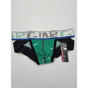 C-IN2 Culture Club Mens Jockstrap Green Croc Print Striped Low Rise Small NWT